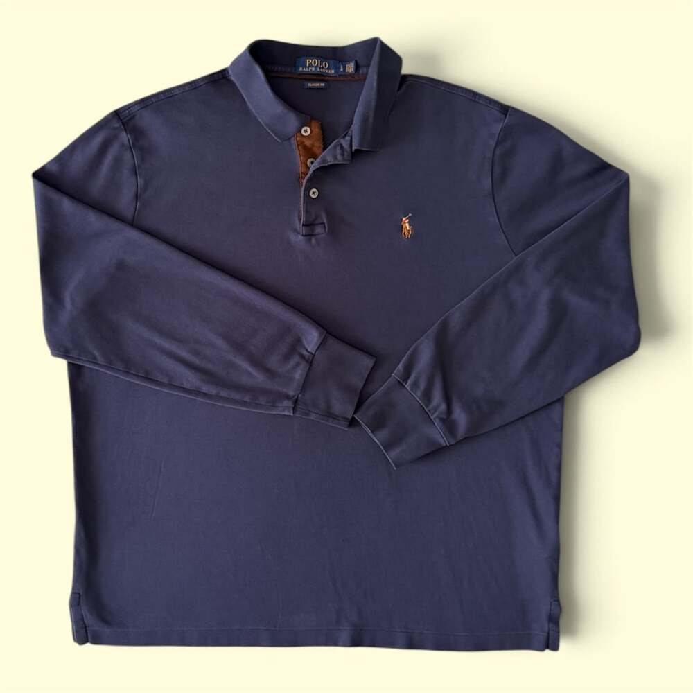 Polo Ralph Lauren Long Sleeve Polo Shirt Size L Navy